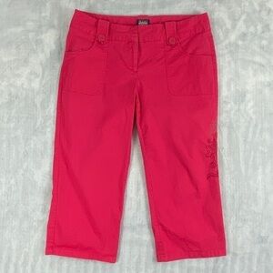 BUM Equipment Stretch Fuscia Capris Embroidered
